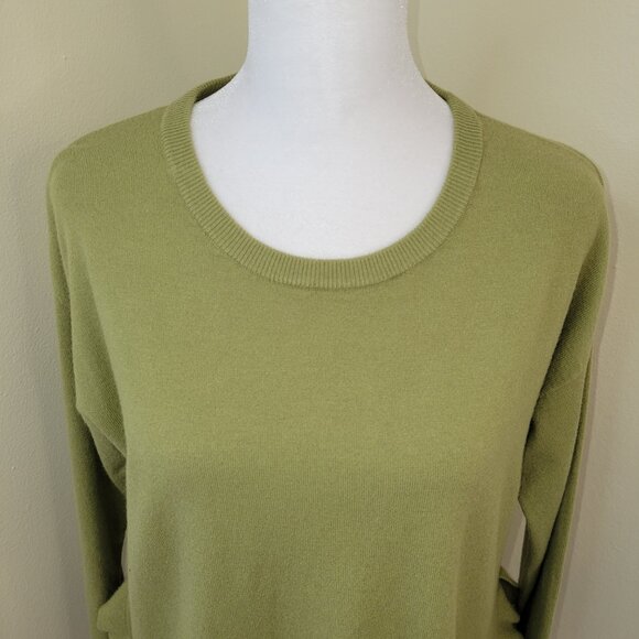 Piccadilly Side Tie Rib Knit 3/4 Sleeve Sweater Top Fern Green Women's Size S - Picture 3 of 15